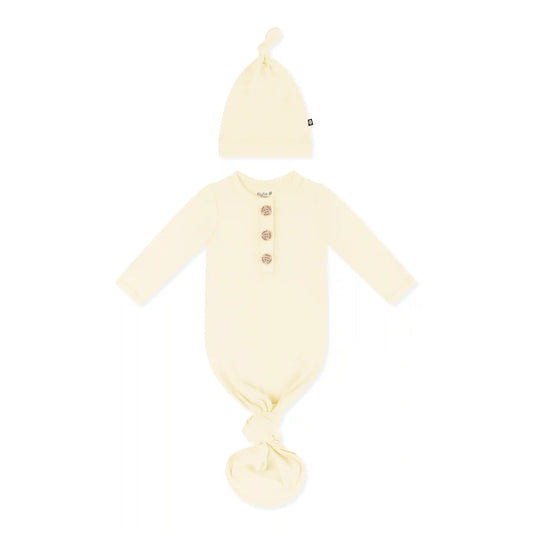 Knotted Day Gown with Hat Set in Chamomile