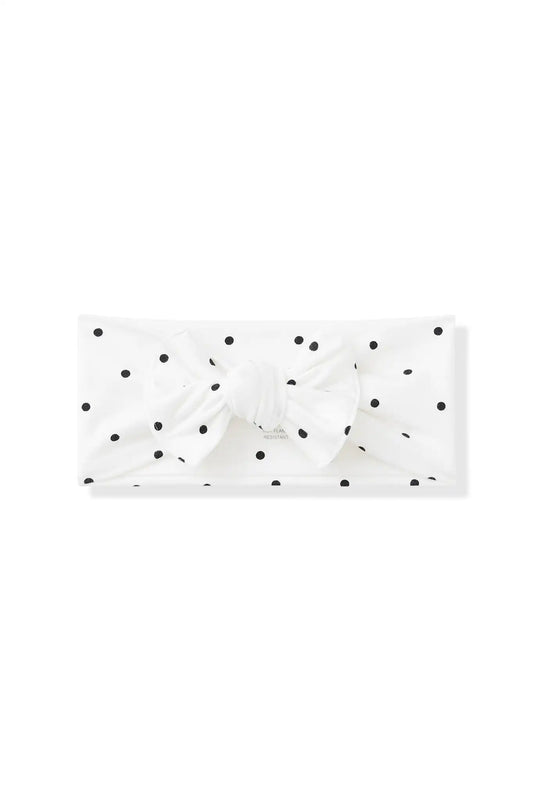 Knotted Bow Headband in Midnight Polka Dot