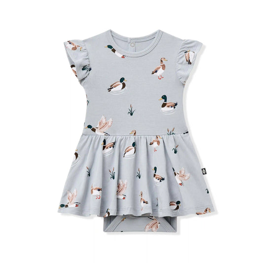 Twirl Bodysuit Dress in Mallard Duck