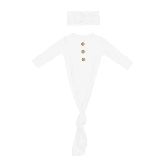 Knotted Day Gown with Bow Set in Cloud