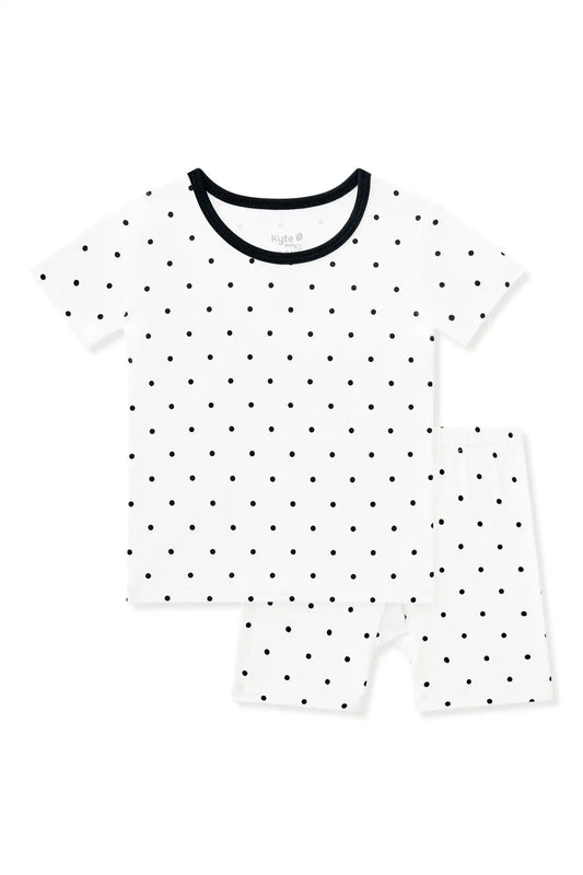 Short Sleeve Pajamas in Midnight Polka Dot