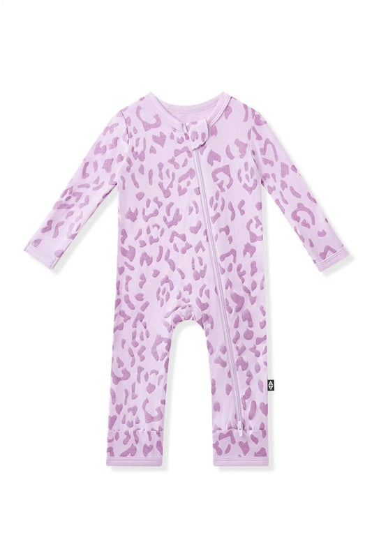 Zippered Romper in Thistle Leopard