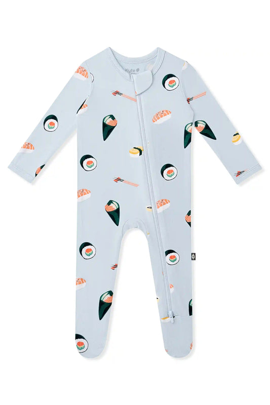 Zippered Footie in Ice Sushi