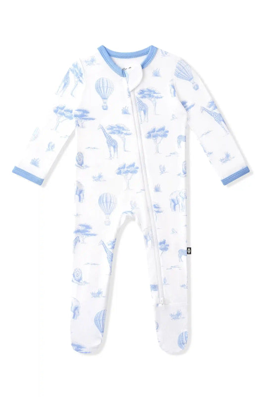 Zippered Footie in Toile Safari
