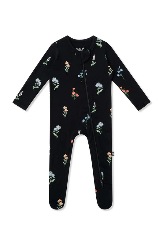 Zippered Footie in Midnight Wildflower