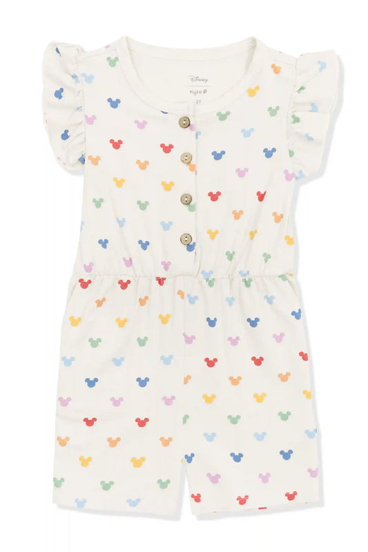 Flutter Sleeve Romper in Pastel Mickey Mouse