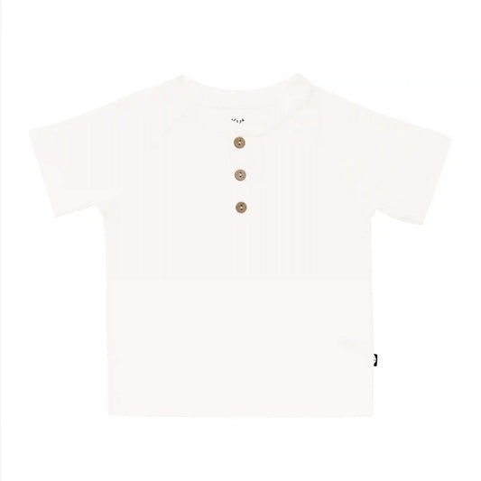 Short Sleeve Toddler Henley Tee in Cloud