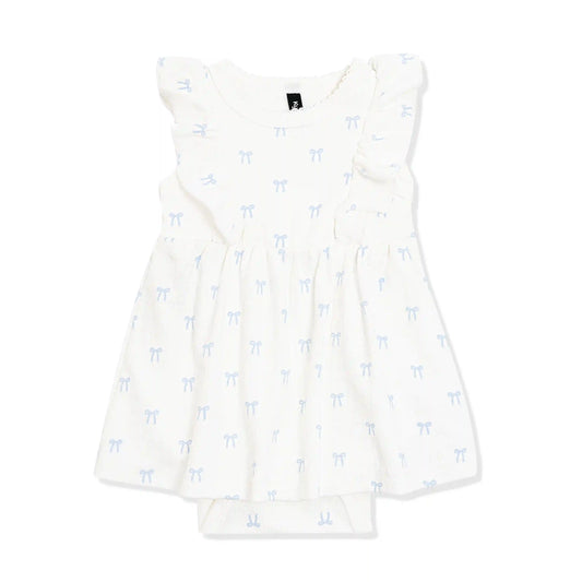 Pointelle Bodysuit Dress in Sweet Blue Bow