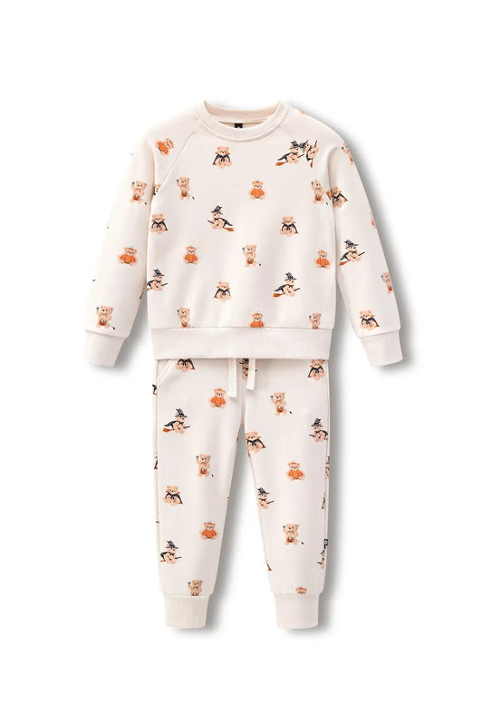 Long Sleeve Jogger Set in Halloween Teddy