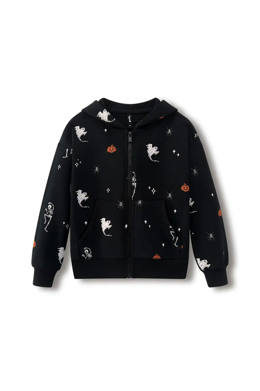 Zip-Up Hoodie in Halloween Friends