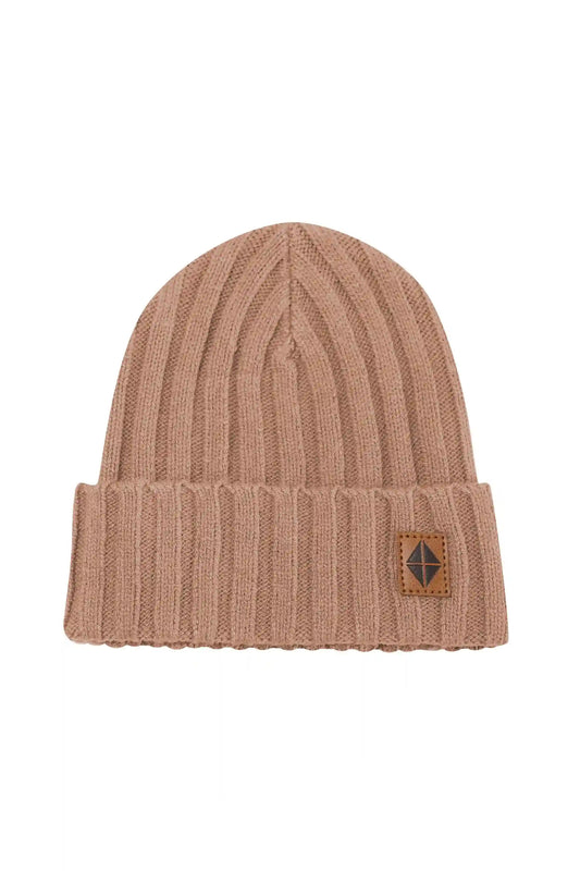 Chunky Knit Ribbed Beanie in Latte