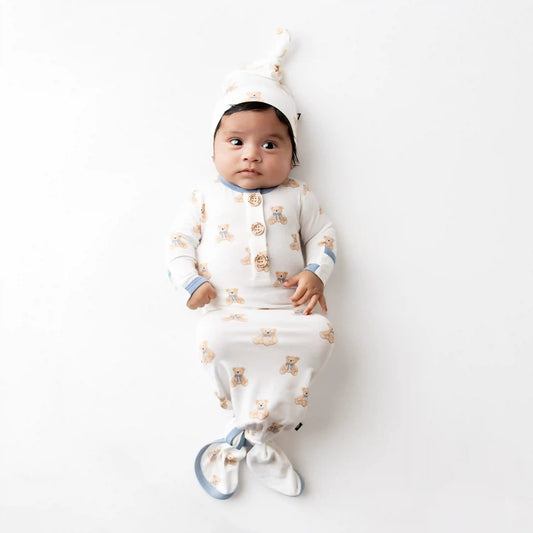 Knotted Day Gown with Hat Set in Teddy Bear