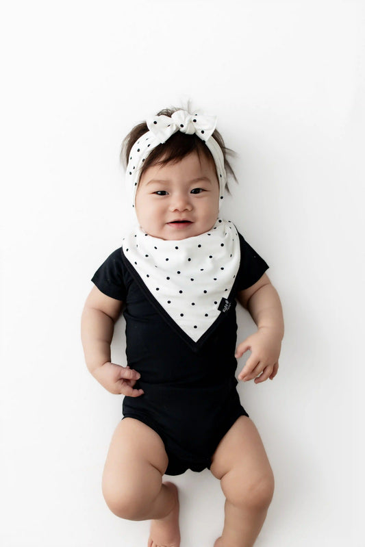 Bib in Midnight Polka Dot