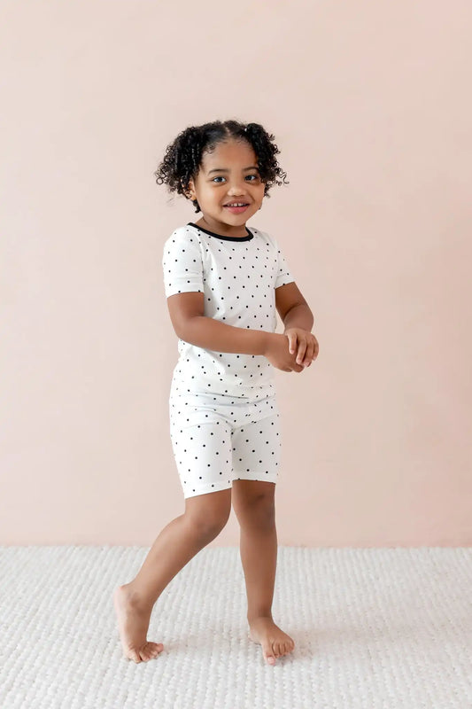 Short Sleeve Pajamas in Midnight Polka Dot