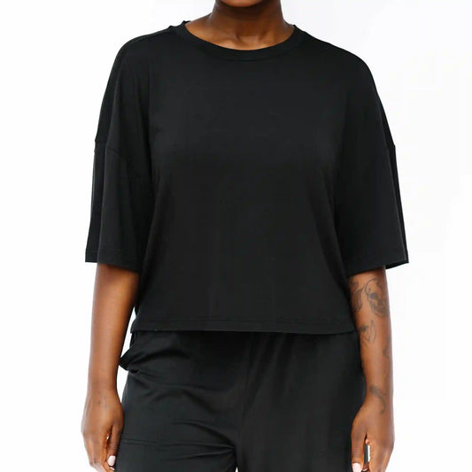 Women's Short Sleeve Boxy Tee in Midnight