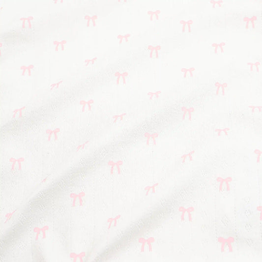 Pointelle Short Sleeve Set in Sweet Pink Bow