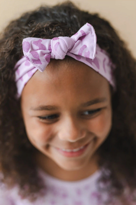 Knotted Bow Headband in Thistle Leopard