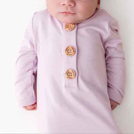 Knotted Day Gown with Hat Set in Thistle