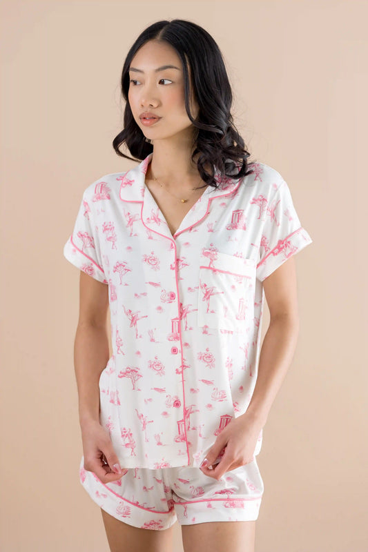 Women's Short Sleeve Pajama Set in Toile Ballet
