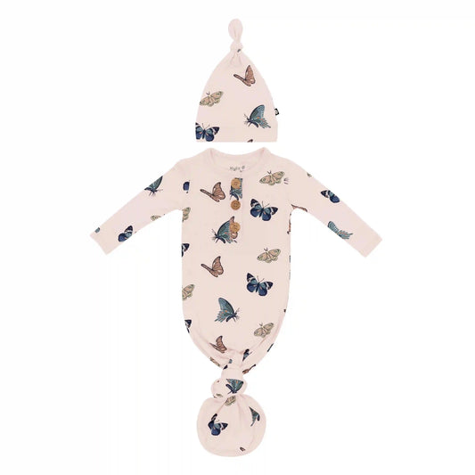 Knotted Day Gown with Hat Set in Blush Butterfly