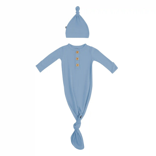 Knotted Day Gown with Hat Set in Slate