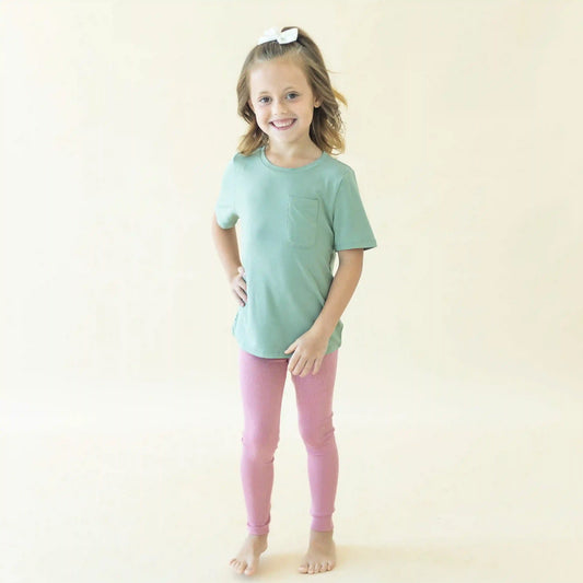 Ribbed Leggings in Apple Blossom