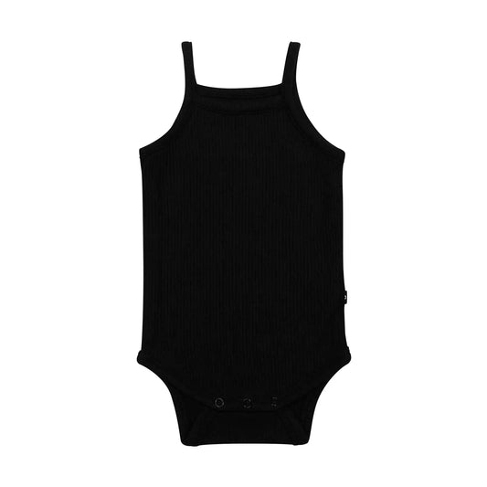 Ribbed Spaghetti Strap Bodysuit in Midnight