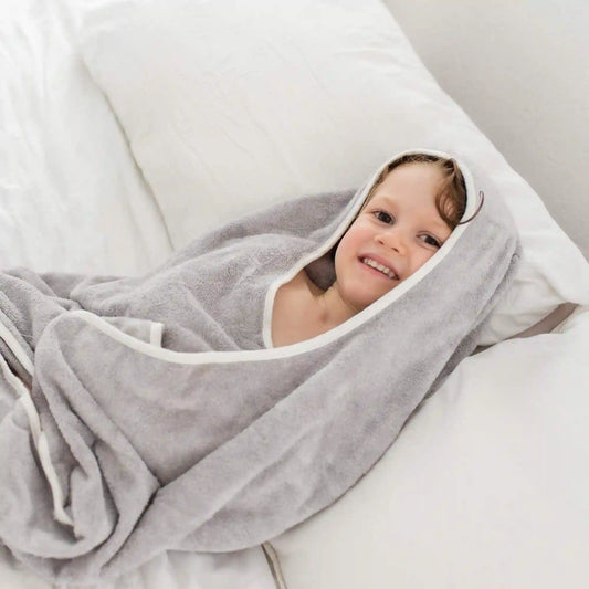 Toddler Hooded Bath Towel in Storm with Cloud Trim