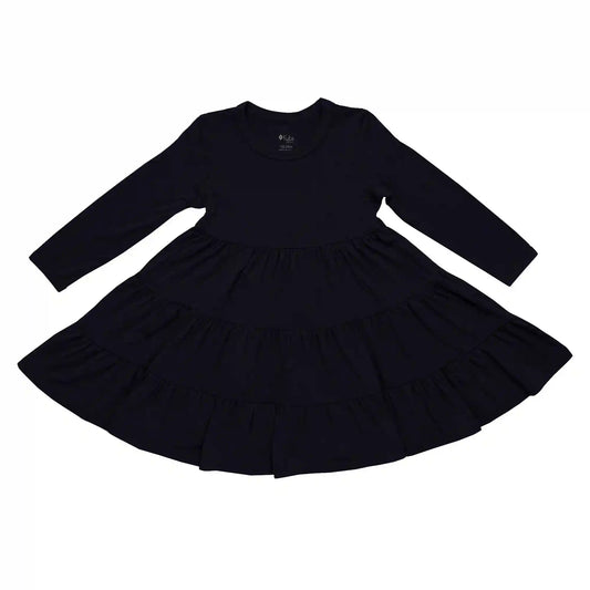 Long Sleeve Tiered Dress in Midnight
