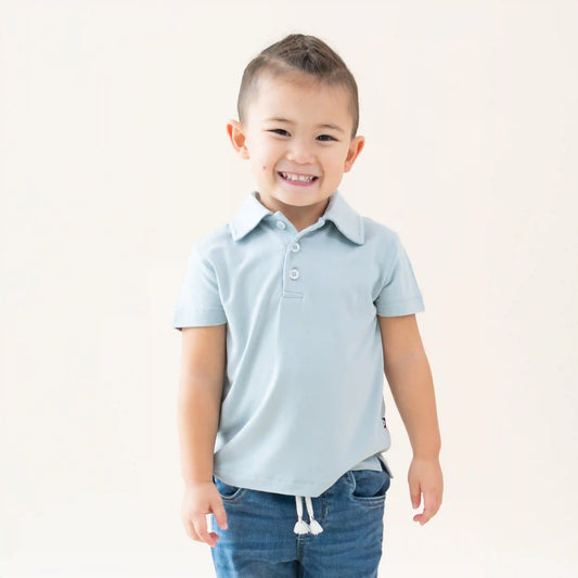 Toddler Short Sleeve Polo in Fog