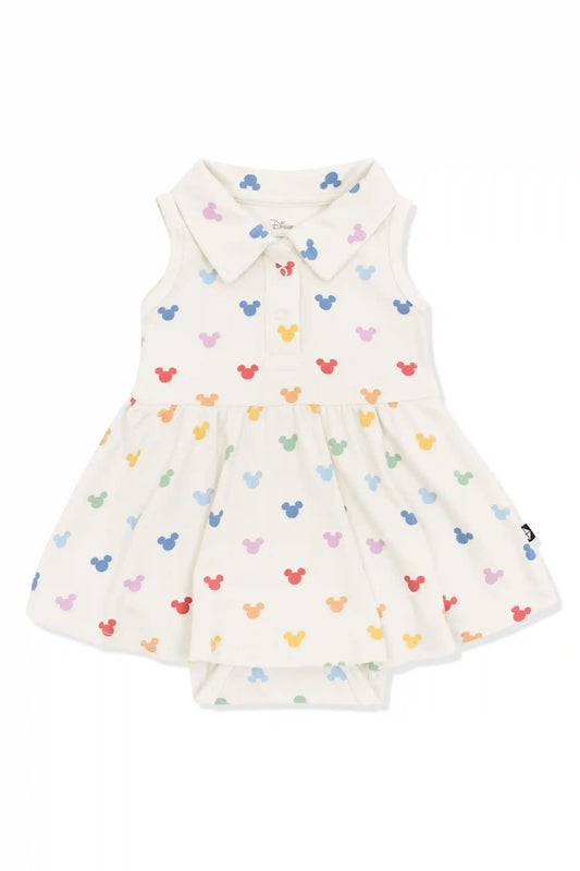 Polo Bodysuit Dress in Pastel Mickey Mouse