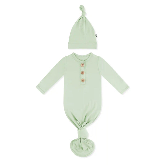 Knotted Day Gown with Hat Set in Basil