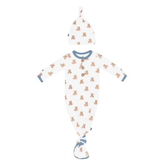 Knotted Day Gown with Hat Set in Teddy Bear