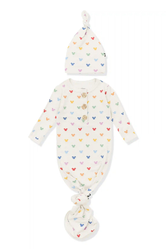 Knotted Day Gown with Hat Set in Pastel Mickey Mouse