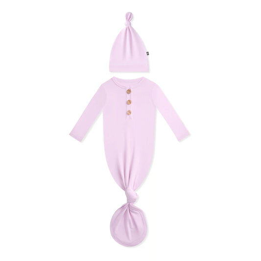 Knotted Day Gown with Hat Set in Thistle
