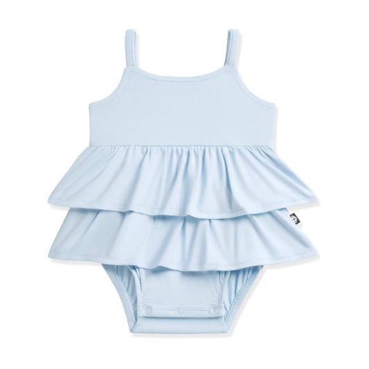 Spaghetti Strap Ruffle Romper in Breeze