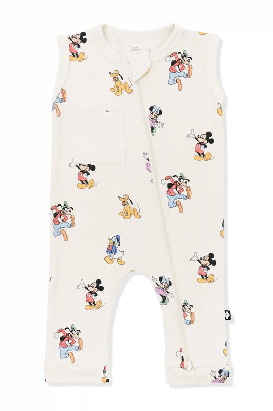 Zippered Sleeveless Romper in Mickey Mouse and Friends