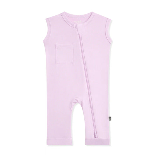 Zippered Sleeveless Romper in Thistle