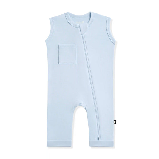 Zippered Sleeveless Romper in Breeze