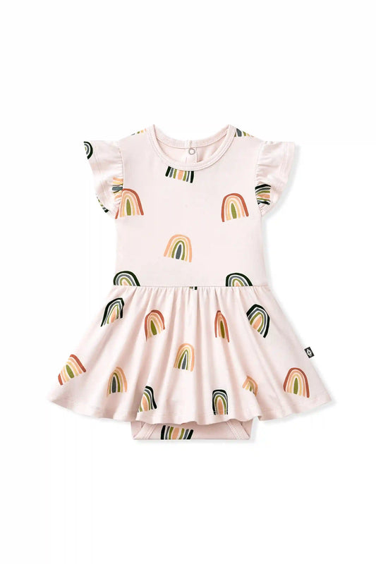 Twirl Bodysuit Dress in Retro Rainbow