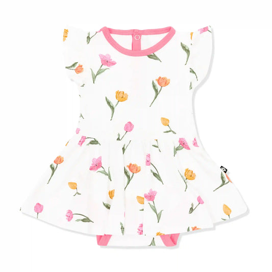 Twirl Bodysuit Dress in Tulip