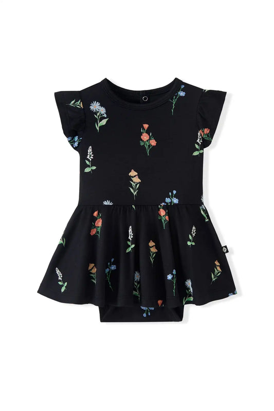 Twirl Bodysuit Dress in Midnight Wildflower
