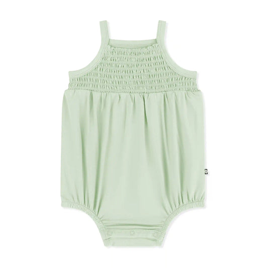 Smocked Bubble Romper in Basil