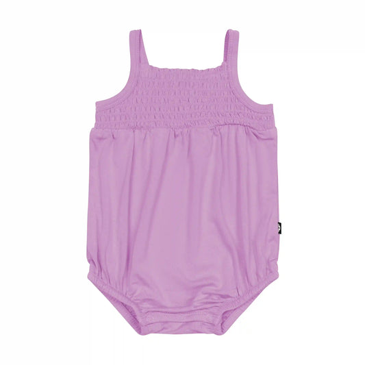 Smocked Bubble Romper in Poi