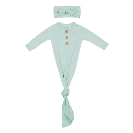 Knotted Day Gown with Bow Set in Sage