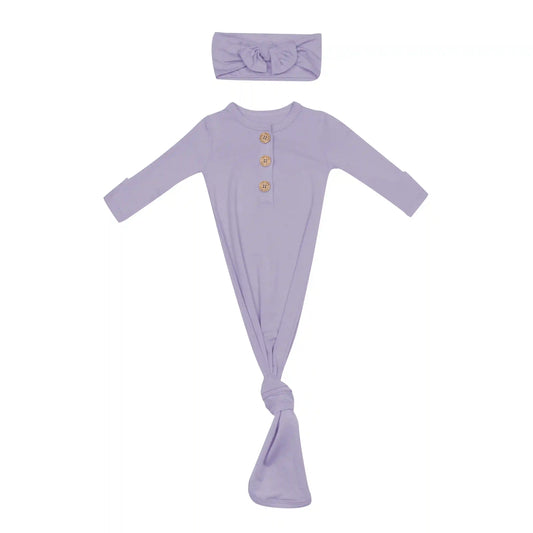 Knotted Day Gown with Bow Set in Taro
