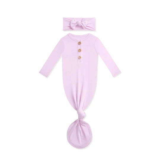 Knotted Day Gown with Bow Set in Thistle