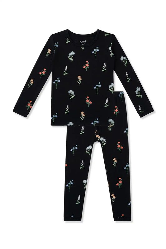 Long Sleeve Pajamas in Midnight Wildflower