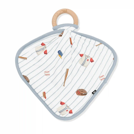 Lovey in Home Run with Removable Wooden Teething Ring