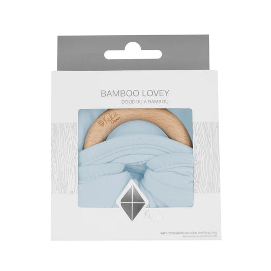 Lovey in Fog with Removable Wooden Teething Ring